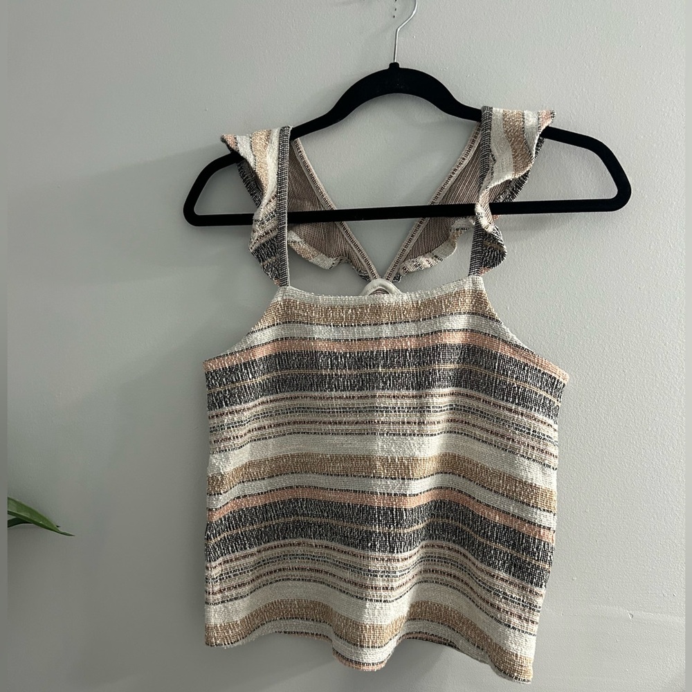 Madewell Texture & Thread Ruffle-Strap Tank Top in Stripe - Picture 5 of 7